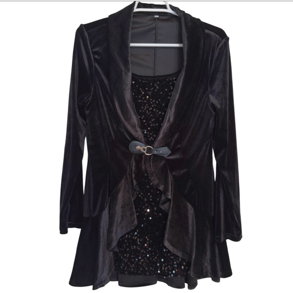 Elegant Black Velvet Button Front Blazer Top ✨Woman’s size M - Picture 7 of 8